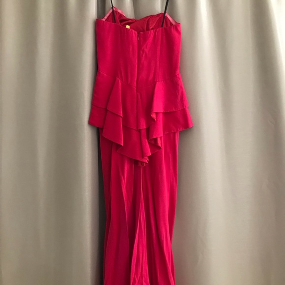 ABS Allen Schwartz Pink Ruffle Peplum Gown - Picture 3 of 3